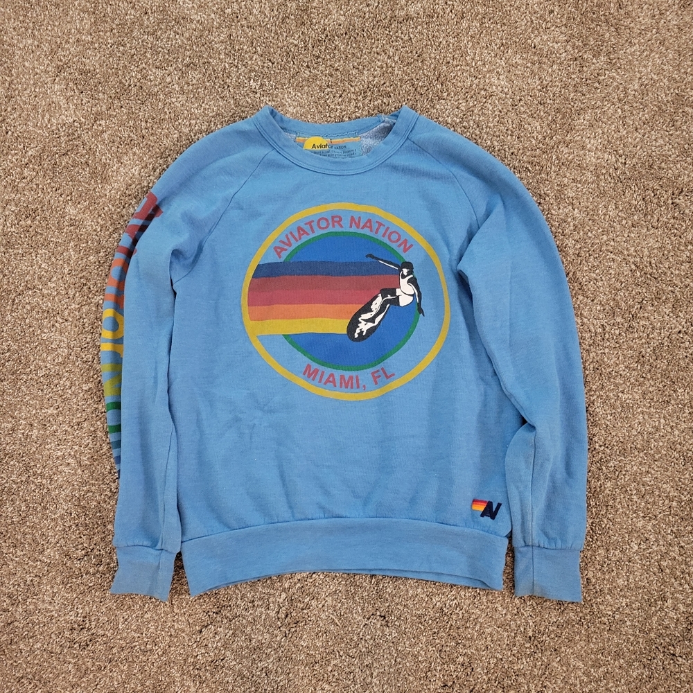 Blue aviator nation crewneck